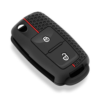 Κάλυμμα κλειδιού αυτοκινήτου με 2 κουμπιά σιλικόνης για κάλυμμα κλειδιού αυτοκινήτου για VW Volkswagen Amarok Polo Golf 5 6 7 MK4 Bora Jetta Altea Alhambra