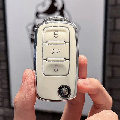 TPU auto klappvõtme korpuse kate VW Volkswagen Polo Golf Passat Beetle Tiguan Skoda Octavia Kodiaq Seat Leon Altea võtmeta