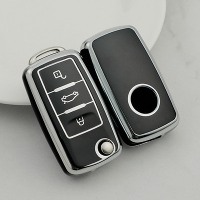 TPU калъф за ключове за автомобил Пълна защитна чанта за ключ за кола за VW Volkswagen Polo Tiguan Passat Golf Jetta Lavida Skoda Octavia