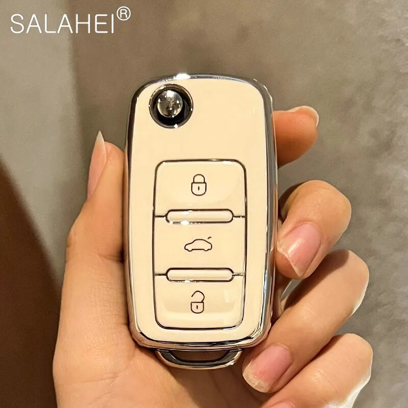 Auto võtmeümbrise kate puldiga võtmehoidja Volkswagen VW Bora Polo Tiguan Jetta Passat B5 B6 B7 Golf Beetle jaoks Skoda Octavia jaoks