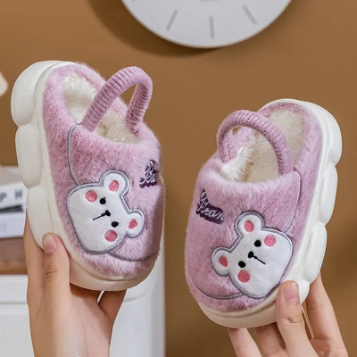 2023 Bebeluși Toamnă Iarnă Copii Fete Imprimare Fructe Interior Acasă Lână Blană Papuci Calzi Băieți Copii Antiderapante Toddler Pantofi din bumbac