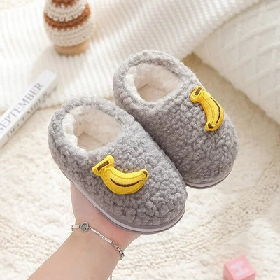 2023 Bebeluși Toamnă Iarnă Copii Fete Imprimare Fructe Interior Acasă Lână Blană Papuci Calzi Băieți Copii Antiderapante Toddler Pantofi din bumbac