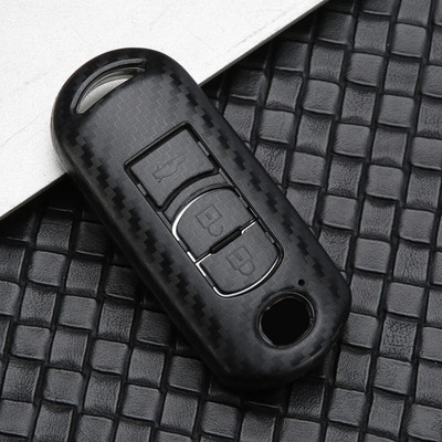 Süsinikust auto võtmekaane võtmeümbris Mazda 2 3 6 Axela Atenza CX-5 CX5 CX-3 CX-7 CX8 CX-9 2016 2017 2018 2/3 nupuga autokott jaoks