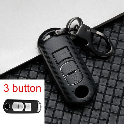 Süsinikust auto võtmekaane võtmeümbris Mazda 2 3 6 Axela Atenza CX-5 CX5 CX-3 CX-7 CX8 CX-9 2016 2017 2018 2/3 nupuga autokott jaoks