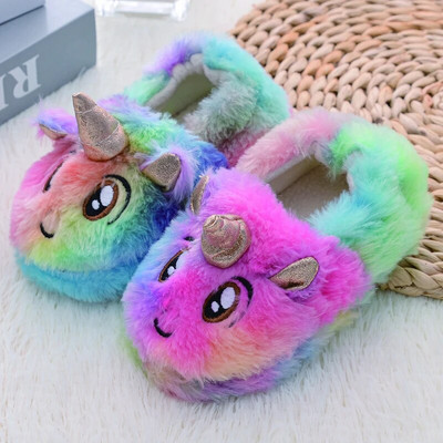 Fashion Toddler Girls Slippers for Winter Boy Plush Warm Cartoon Animal Children Home Shoes Little Kid House Footwear Baby Items