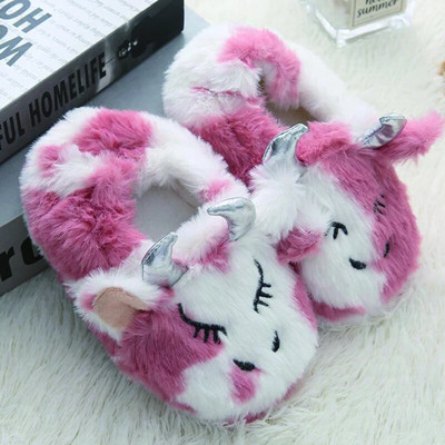 Fashion Toddler Girls Slippers for Winter Children Plush Warm Cartoon Caw Home Shoes Little Kid House Footwear Indoor Baby Items