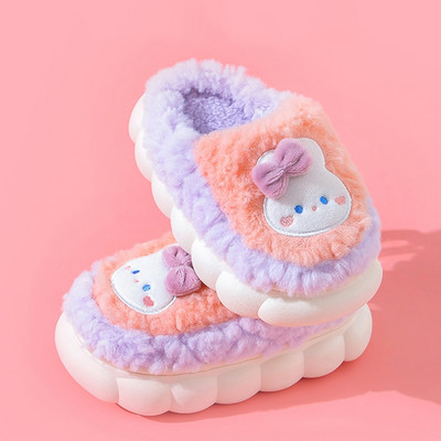 2023 New Winter Baby Girls Boys Cotton Slippers Children`s Cute Rabbit Plush Slippers Boys Home Indoor Shoes Furry Kids Slippers