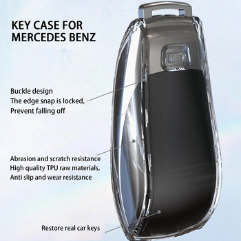 TPU Διαφανές κάλυμμα θήκης κλειδιού αυτοκινήτου για Mercedes Benz ECS GLC Class E200 E400 E63 W213 S550 S560 C260 A200 Κέλυφος κλειδιού