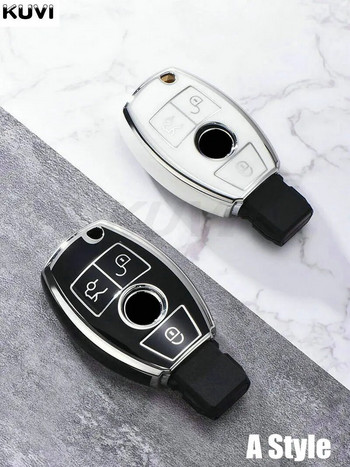 Electroplate TPU Κάλυμμα θήκης κλειδιού αυτοκινήτου Shell Fob για Mercedes Benz ABCES Class W204 W205 W212 W213 W176 GLC CLA AMG W177