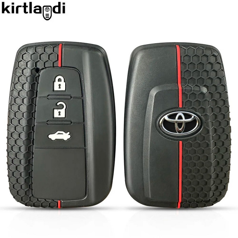 Silikoninis automobilio nuotolinio rakto dėklas, skirtas Toyota CHR Camry Prius Land Cruiser Prado baldams Corolla Yaris RAV4 Highlander grandinėle