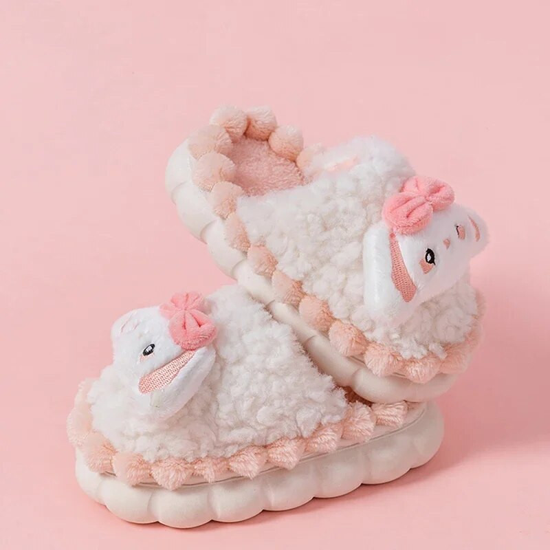 Talvine armas multikas kikilipsu kutsikas Laste plüüsist sussid Pehme tald, libisemisvastane soe beebitüdruk, lastele siseruumides hubane kodu puuvillased kingad