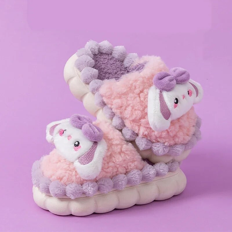 Talvine armas multikas kikilipsu kutsikas Laste plüüsist sussid Pehme tald, libisemisvastane soe beebitüdruk, lastele siseruumides hubane kodu puuvillased kingad