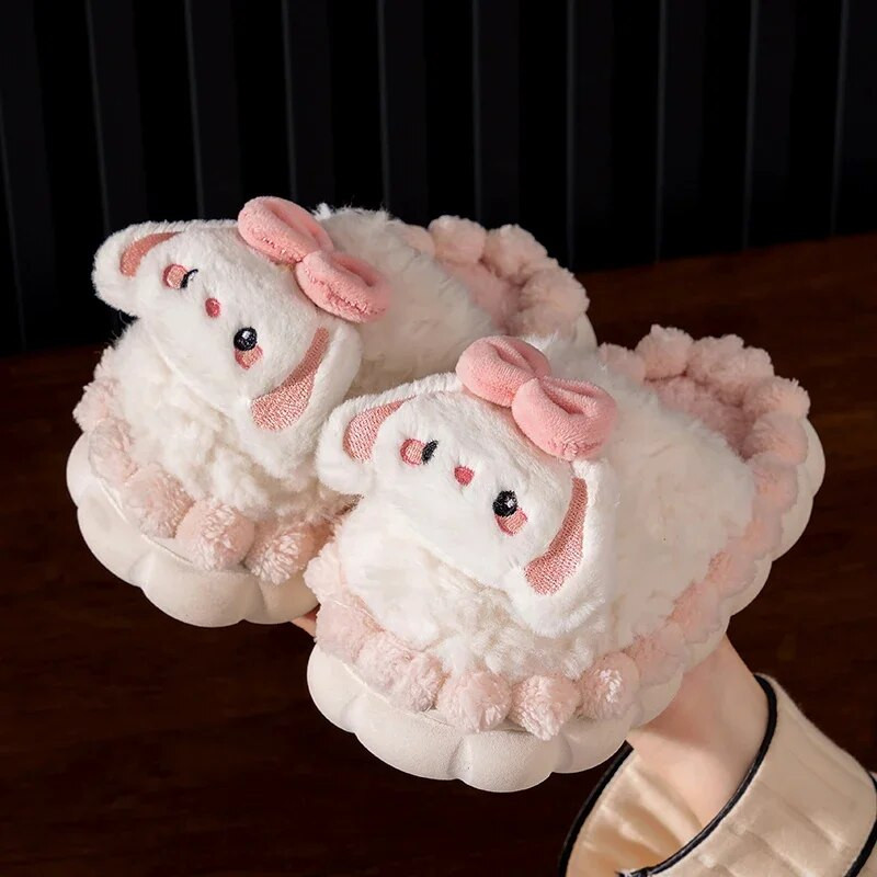 Talvine armas multikas kikilipsu kutsikas Laste plüüsist sussid Pehme tald, libisemisvastane soe beebitüdruk, lastele siseruumides hubane kodu puuvillased kingad