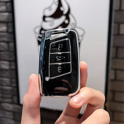 Νέα τσάντα καλύμματος θήκης κλειδιού αυτοκινήτου TPU Smart με 3 κουμπιά για VW Volkseagen Passat B8 Magotan για Skoda Superb A7 Kodiaq Seat Shell Fob