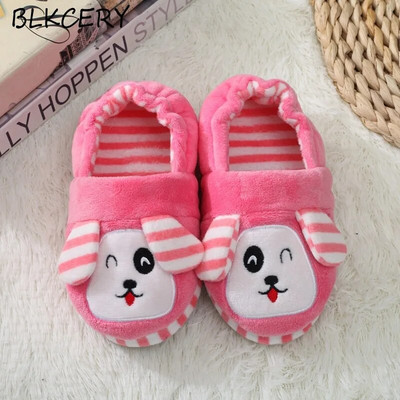 Toddler Girls Slippers for Baby Slippers Winter Plush Warm Cartoon Children Home Shoes Kids House Footwear Puppy Bunny Panda Cat