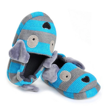 Детски чехли Зимни топли детски обувки за момчета Todller Girl Cartoon Puppy Плетена гумена подметка Домашно облекло Домашни плетени мокасини