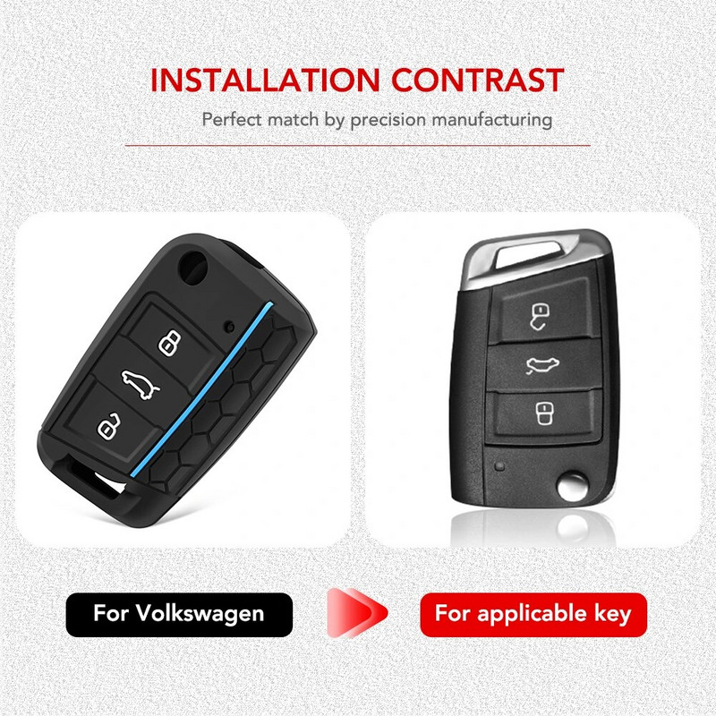 Silikoonist Shell auto võtmeümbrise kate VW Volkswagen Golf 7 MK7 Tiguan MK2 jaoks SEAT Ateca Leon FR 2 Ibiza jaoks Skoda Octavia A7 jaoks