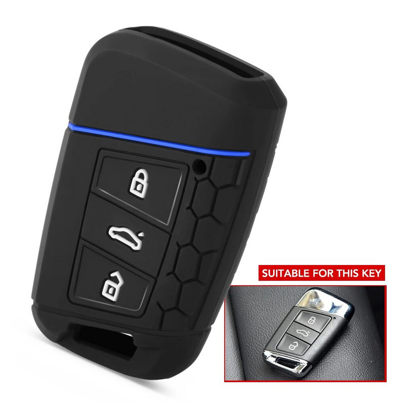 Silikono rakto dėklo dangtelis, skirtas Volkswagen PASSAT B8 Skoda Kodiaq Superb A7 2016 2017 2018 2019 2020 berakčio pultelio apvalkalo odos laikiklis