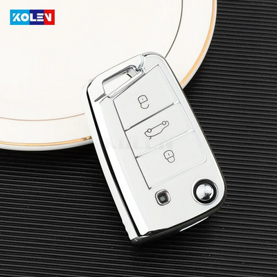 TPU Car Flip Key Case Shell για VW Volkswagen Golf 7 MK7 Tiguan MK2 For Seat Ateca Leon FR 2 Ibiza Skoda Octavia Keyless