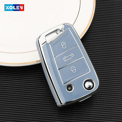 TPU Car Flip Key Case Shell για VW Volkswagen Golf 7 MK7 Tiguan MK2 For Seat Ateca Leon FR 2 Ibiza Skoda Octavia Keyless