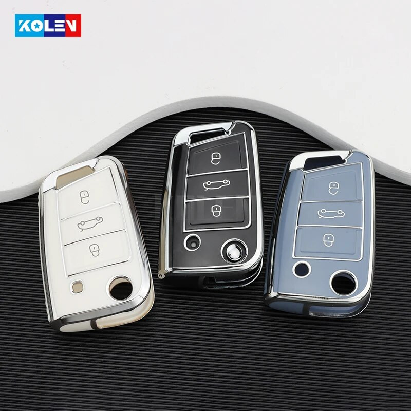 TPU Car Flip Key Case Shell για VW Volkswagen Golf 7 MK7 Tiguan MK2 For Seat Ateca Leon FR 2 Ibiza Skoda Octavia Keyless