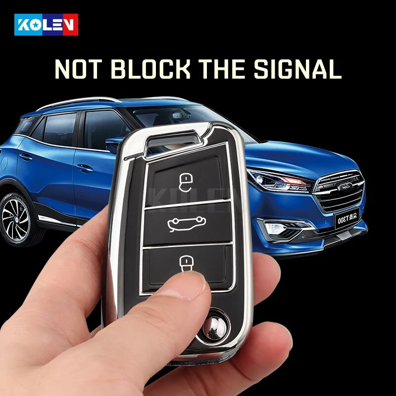 TPU Car Flip Key Case Shell για VW Volkswagen Golf 7 MK7 Tiguan MK2 For Seat Ateca Leon FR 2 Ibiza Skoda Octavia Keyless