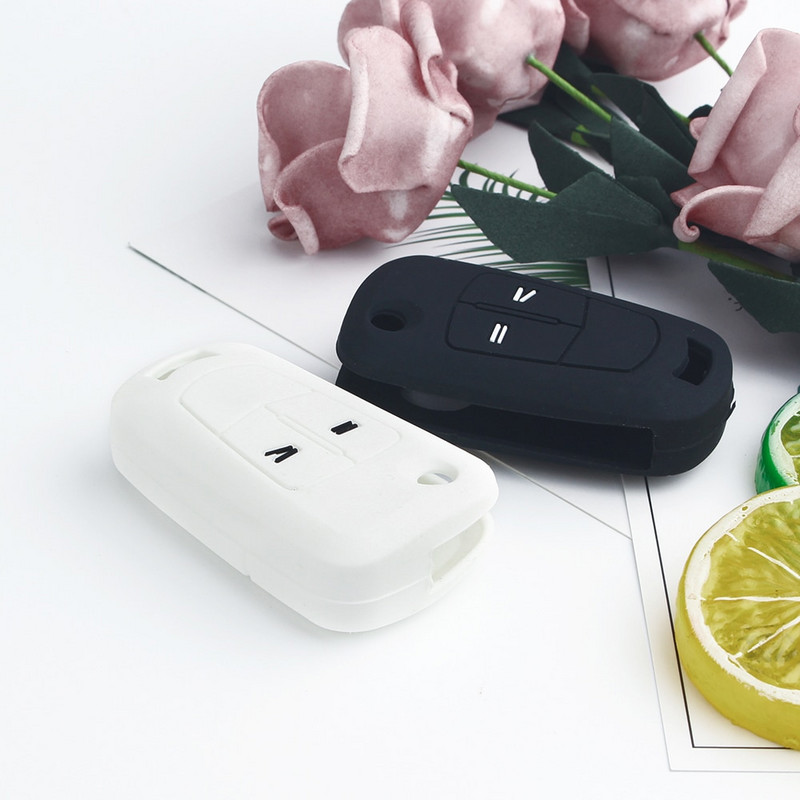 KEYYOU Husă pentru chei de la distanță din silicon pentru Opel Vauxhall Corsa Astra Vectra Signum Carcasă pliabilă pentru chei de mașină cu 2 butoane