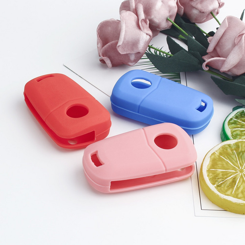 KEYYOU Husă pentru chei de la distanță din silicon pentru Opel Vauxhall Corsa Astra Vectra Signum Carcasă pliabilă pentru chei de mașină cu 2 butoane