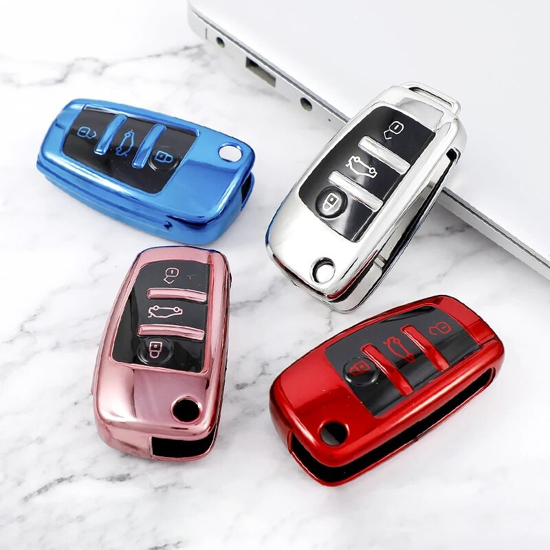 3 nupuga TPU ümberpööratav auto võtmeümbrise kate Audi C6 R8 A1 A3 Q3 A4 A5 Q5 A6 A7 S6 B6 B7 B8 8P 8V 8L TT RS Sline tarvikud