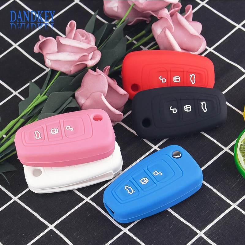 KEYYOU 3 nupuga silikoonist auto puldi võtmehoidja katteümbris Ford Ranger C-Max S-Max Focus Galaxy Mondeo Transit Tourneo Custom jaoks
