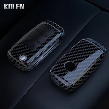 ABS Carbon Fiber Car Key Case Cover Shell за VW Volkswagen Polo Golf Passat Beetle Tiguan Seat Leon Altea Skoda Octavia Kodiaq