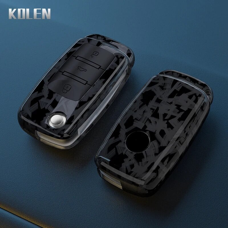 ABS Κέλυφος θήκης κλειδιού αυτοκινήτου από ανθρακονήματα για VW Volkswagen Polo Golf Passat Beetle Tiguan Seat Leon Altea Skoda Octavia Kodiaq