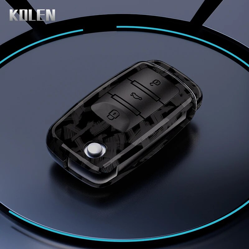 ABS Κέλυφος θήκης κλειδιού αυτοκινήτου από ανθρακονήματα για VW Volkswagen Polo Golf Passat Beetle Tiguan Seat Leon Altea Skoda Octavia Kodiaq