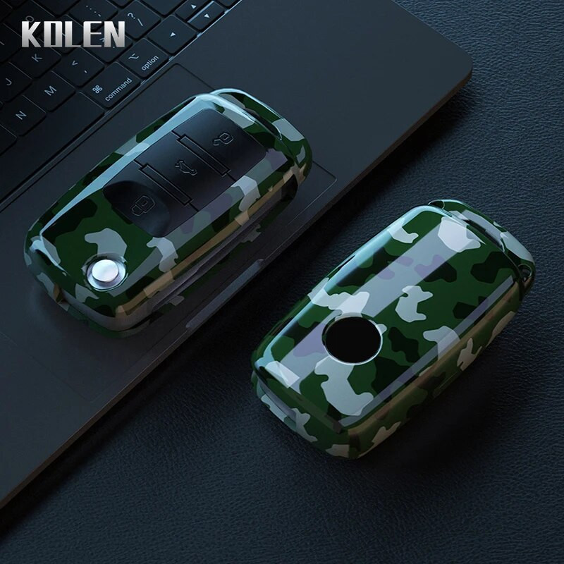 ABS Κέλυφος θήκης κλειδιού αυτοκινήτου από ανθρακονήματα για VW Volkswagen Polo Golf Passat Beetle Tiguan Seat Leon Altea Skoda Octavia Kodiaq