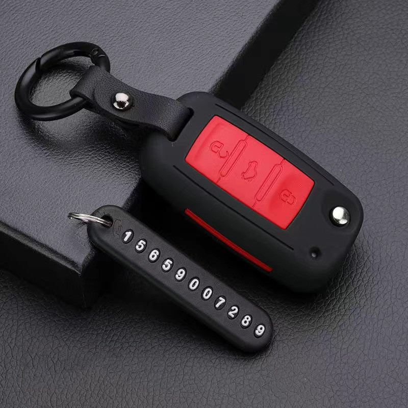 Ματ αναδιπλούμενη θήκη κλειδιού αυτοκινήτου από ανθρακονήματα για VW Volkwagen Polo Bora Tiguan Passat Golf 6 Lavida Scirocco με 3 κουμπιά