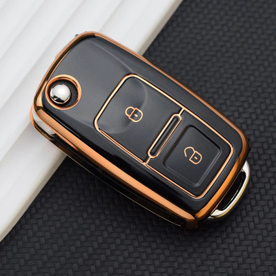 Za VW Volkswagen MK4 Bora Golf 4 5 6 Jetta Passat Polo Bora Touran Škoda Sjedalo TPU 2 gumba TPU kućište za ključeve automobila Poklopac Shell Fob