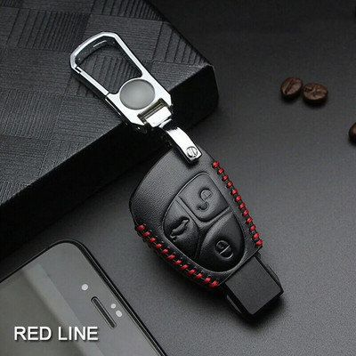 Nahast kaugjuhtimispuldi auto võtmehoidja ümbrise katte hoidiku kest Mercedes Benz CBER Class GL CLS CLK SLK W203 W211 W204 3 nupuga kett