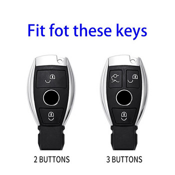 2/3 бутона за дистанционен ключ за кола Калъф Shell Fob за Mercedes Benz ABRG Class GLK GLA GLC GLR W204 W210 W176 W202 W463 Мек TPU