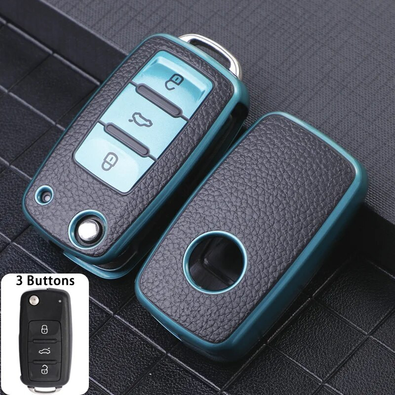 3 nupuga võtmekohver Volkswagen Polo Tiguan Passat Golf Jetta Lavida Tpu nahast kaitsekarp Skoda Octavia istme jaoks