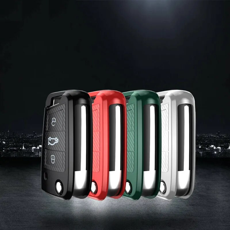 Volkswagen VW Polo Golf 7 MK7 Tiguan passat-hoz Skoda Octavia Kodiaq Karoq-hoz Seat Ateca Leon Autókulcstartóhoz Cover Shell táska