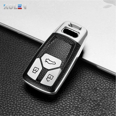 Δερμάτινο + TPU Κάλυμμα θήκης κλειδιού τηλεχειριστηρίου αυτοκινήτου για Audi A4 B9 A5 A6L A6 S4 S5 S7 8W Q7 4M Q5 TT TTS RS Coupe Styling Αξεσουάρ