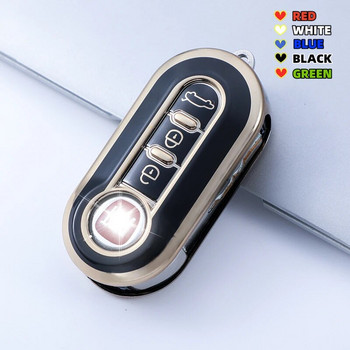 3 бутона за Fiat 500 Ducato Panda Punto Gold TPU Car Flip Folding Key Case Cover Remote Key Shell Holder Protecor Keychain