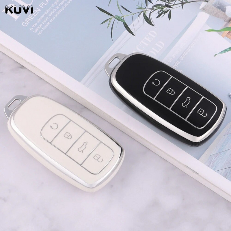 Κάλυμμα θήκης κλειδιού TPU Silver Edge Car Smart με 4 κουμπιά για Chery Tiggo 8 Pro Tiggo 8plus New 5 plus 7pro προστατευτικό μπρελόκ για τσάντα Shell