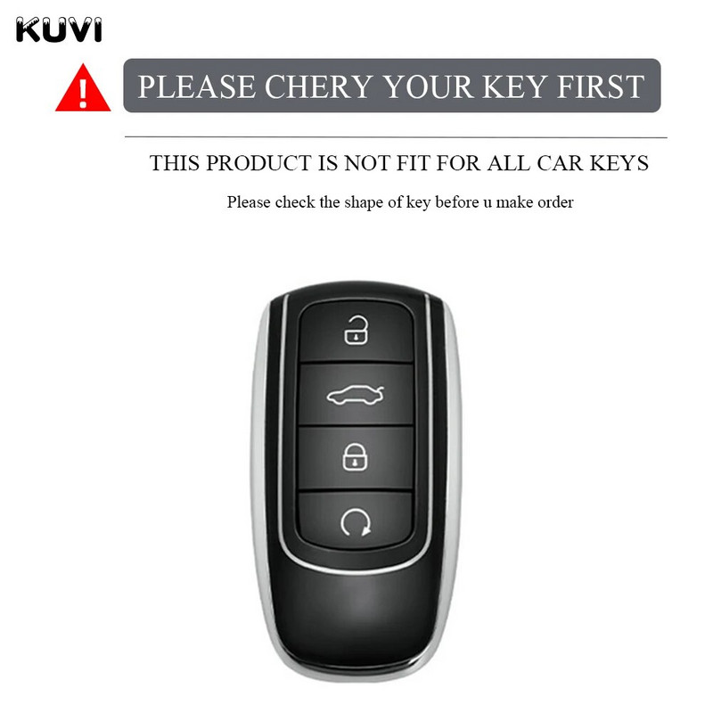 Κάλυμμα θήκης κλειδιού TPU Silver Edge Car Smart με 4 κουμπιά για Chery Tiggo 8 Pro Tiggo 8plus New 5 plus 7pro προστατευτικό μπρελόκ για τσάντα Shell