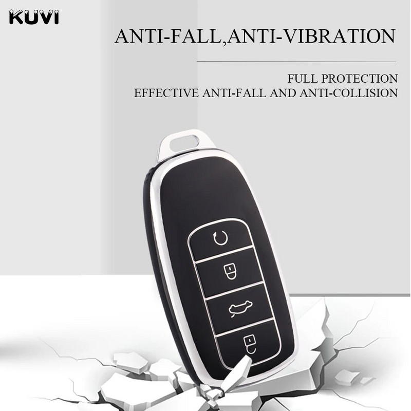 Κάλυμμα θήκης κλειδιού TPU Silver Edge Car Smart με 4 κουμπιά για Chery Tiggo 8 Pro Tiggo 8plus New 5 plus 7pro προστατευτικό μπρελόκ για τσάντα Shell