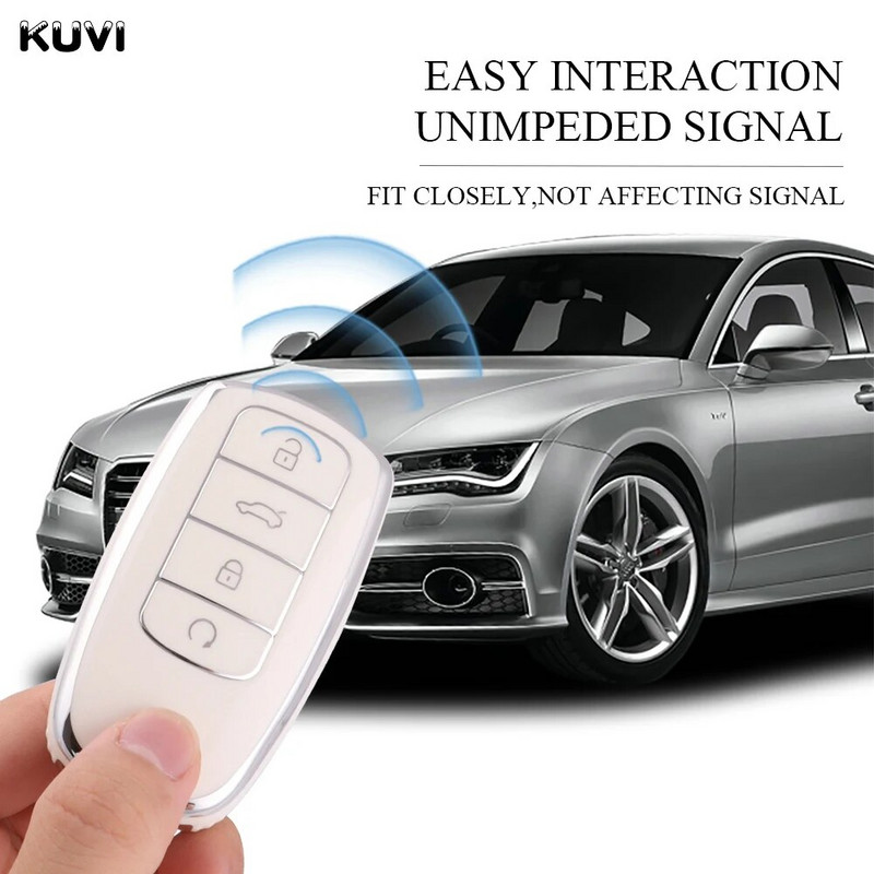 Κάλυμμα θήκης κλειδιού TPU Silver Edge Car Smart με 4 κουμπιά για Chery Tiggo 8 Pro Tiggo 8plus New 5 plus 7pro προστατευτικό μπρελόκ για τσάντα Shell