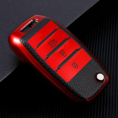 3 κουμπιά TPU + Δερμάτινη θήκη κλειδιού αυτοκινήτου για Kia Rio 3 K2 Ceed Cerato K3 Sportage 4 Picanto K5 Optima Sorento Forte Stinger 2017 2018