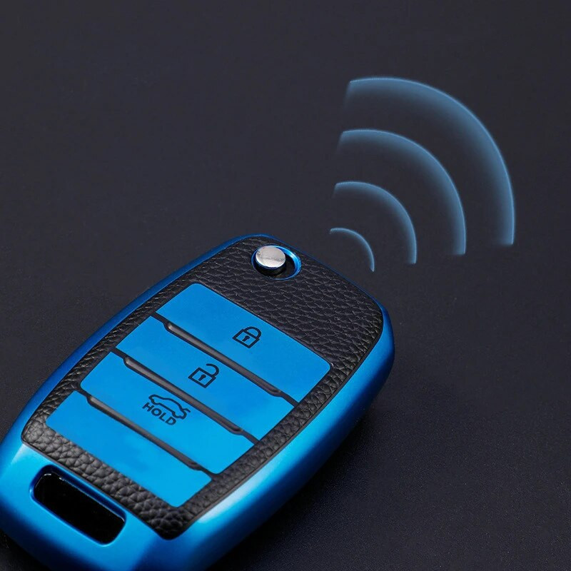 3 κουμπιά TPU + Δερμάτινη θήκη κλειδιού αυτοκινήτου για Kia Rio 3 K2 Ceed Cerato K3 Sportage 4 Picanto K5 Optima Sorento Forte Stinger 2017 2018