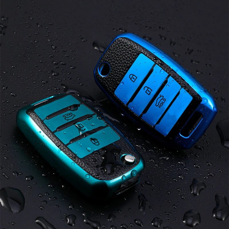 3 κουμπιά TPU + Δερμάτινη θήκη κλειδιού αυτοκινήτου για Kia Rio 3 K2 Ceed Cerato K3 Sportage 4 Picanto K5 Optima Sorento Forte Stinger 2017 2018