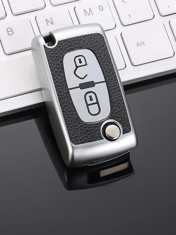 TPU Δερμάτινο 2/3 κουμπιά Κάλυμμα θήκης τηλεχειριστηρίου κλειδιού αυτοκινήτου για Citroen C2 C3 C4 C5 C6 C8 για Peugeot 107 207 307 307S 308 407 607